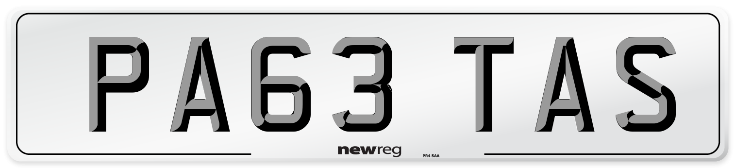 PA63 TAS Number Plate from New Reg